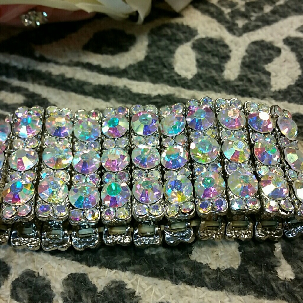 Wide AB Crystal Bracelet